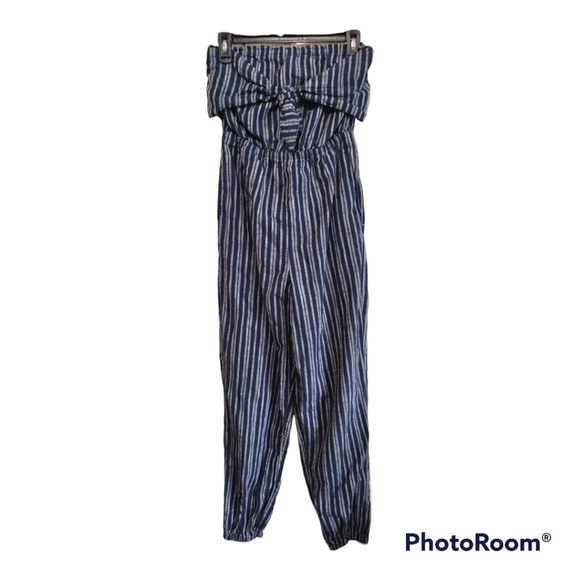 Aerie striped halter top jumpsuit blue size small - Picture 1 of 5